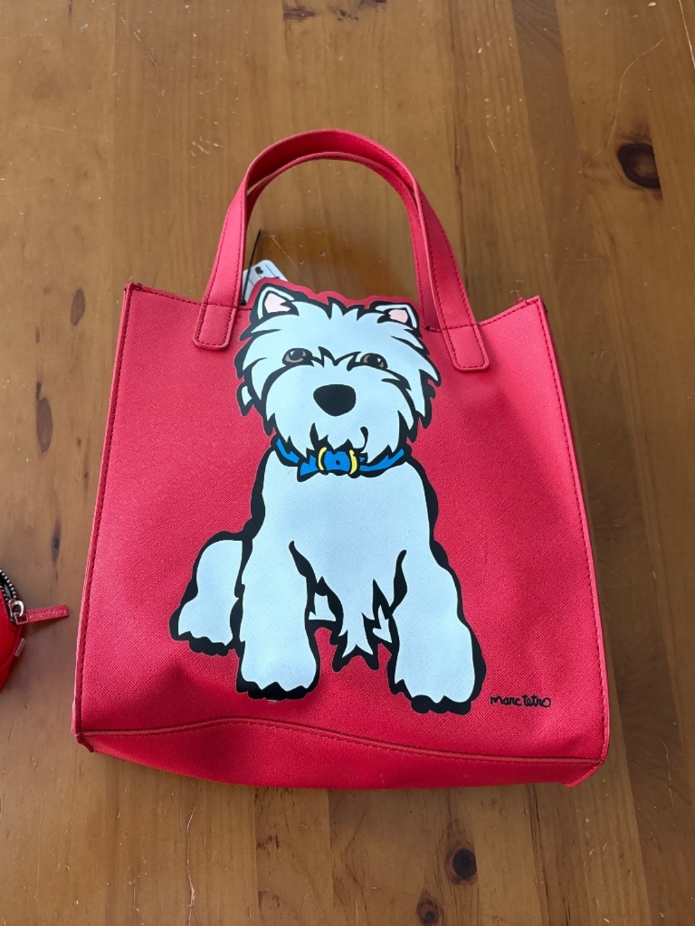Marc Tatro Westie Red Tote, coil / makeup bag and dog leash NWOT